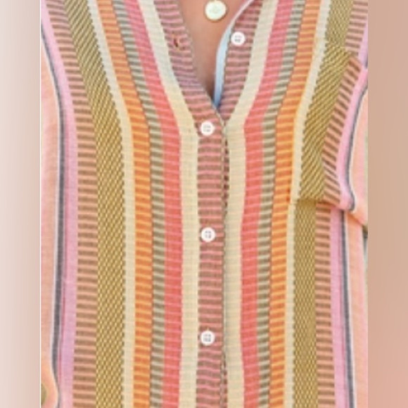 VICI Collection Camille Striped Woven Button Down Top Multicolor - Picture 5 of 14